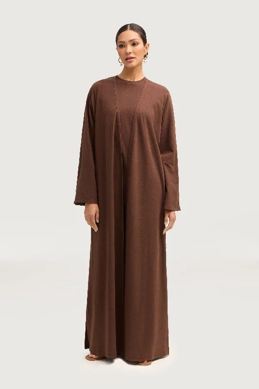 Women's Comfy Loungewear Outfit Aria Ribbed Everyday Maxi Cardigan - Dark Brown