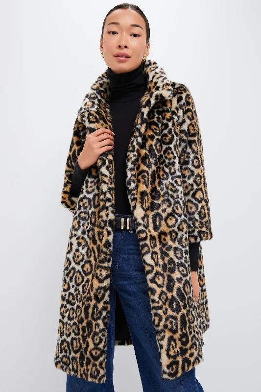 Women's Casual Apparel For Weekends Leopard Vegan Fur Coat