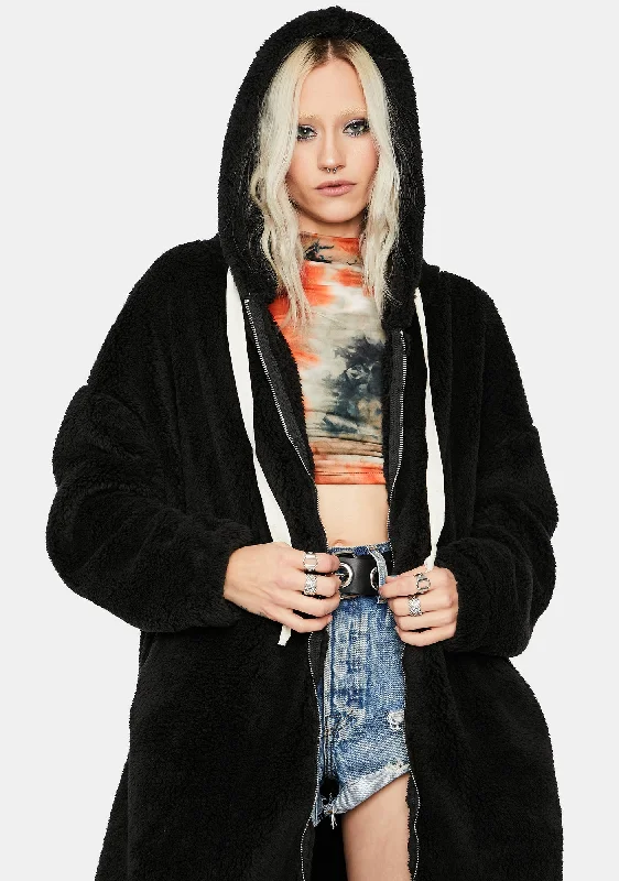 Women's Workout Garments Hyped Up Longline Teddy Coat