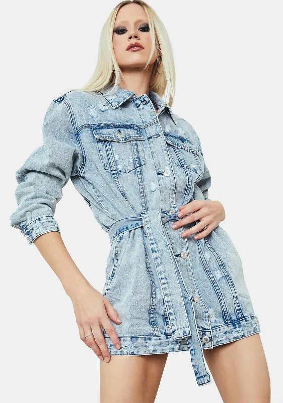 Women's Activewear Apparel World Of Trouble Belted Denim Jacket