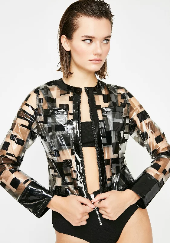 Women's Clothes And Apparel Block It Out Vinyl Jacket
