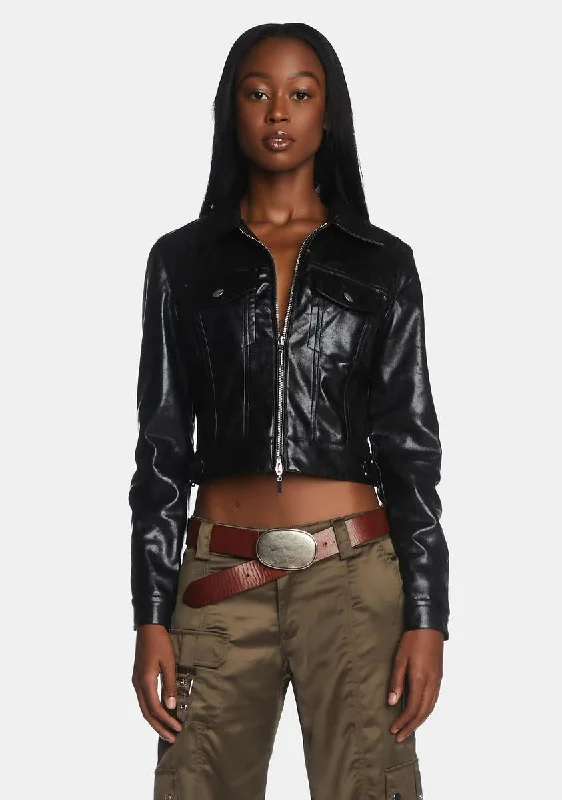 Stylish Women's Clothing Discretion Crop Jacket