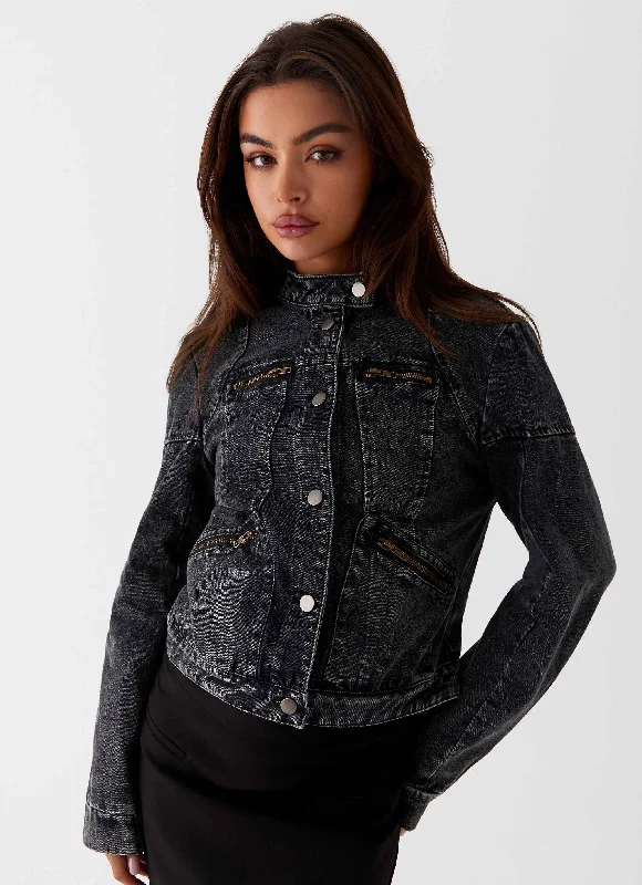 Casual Attire For Women Another Late Night Denim Jacket - Charcoal