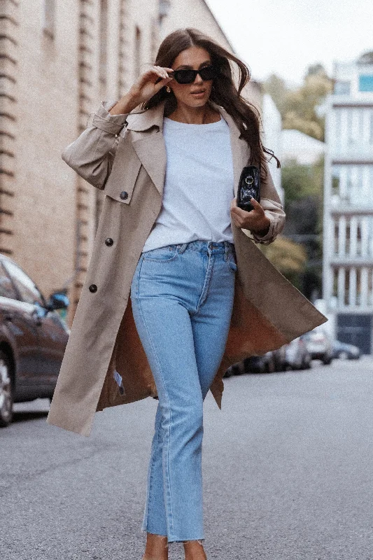 Women's Athletic Apparel Trina Button Front Trench Coat - Beige