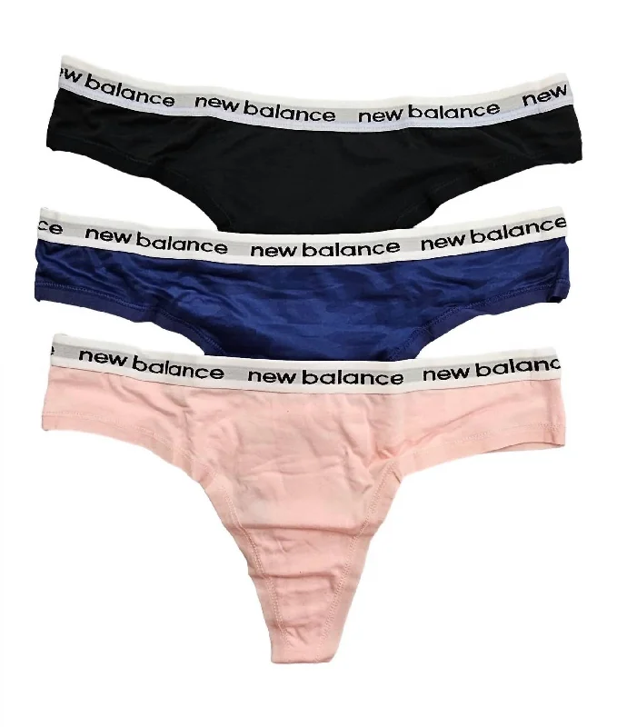 Casual Clothing For Women Women's 3-Pack Performance Underwear Eversoft Thong In Black/blue/peach Soda