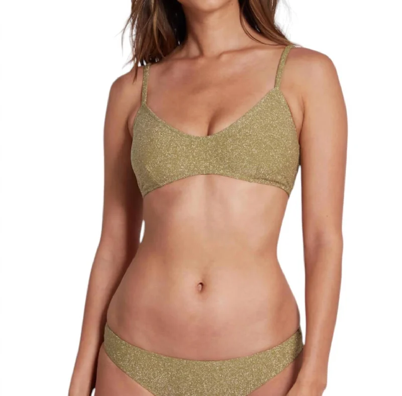 Women's Chic Apparel Elise Bralette Bikini Top With Adjustable Straps Lurex In Green