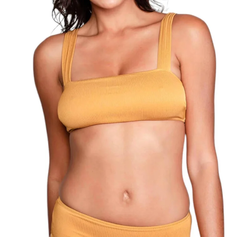 Women's Vacation Clothes Julia Bikini Top Ribbed In Gold