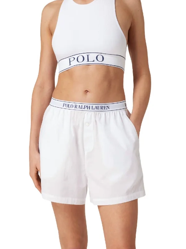 Women's Trendy Activewear Apparel Boxer Pajama Short In White Cloud