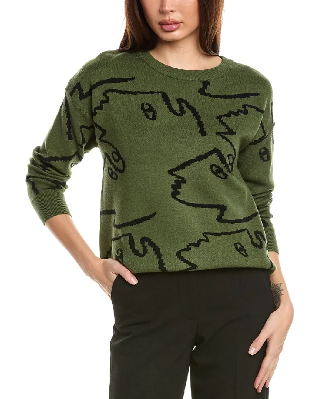 Casual Chic Clothing For Women T Tahari Face Pattern Sweater