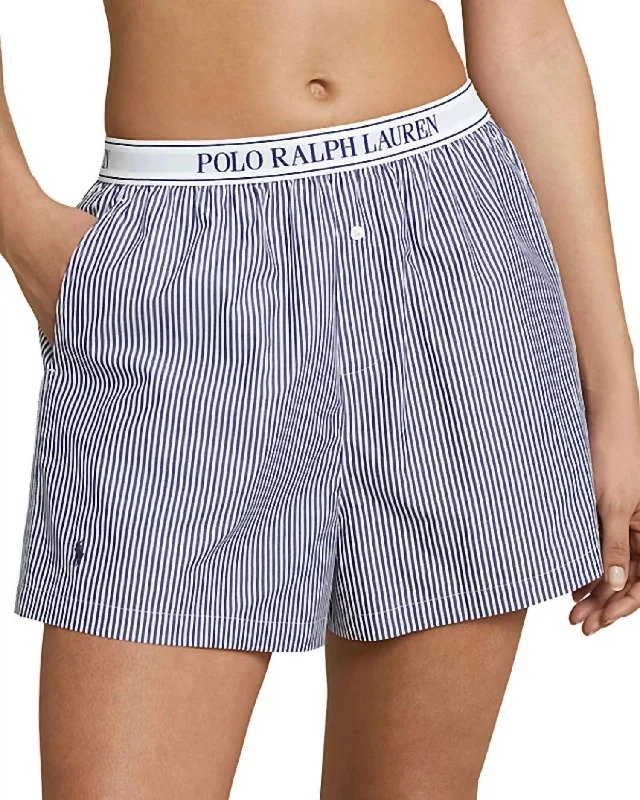 Women's Occasion Wear Apparel Boxer Pajama Short In White Beacon Blue