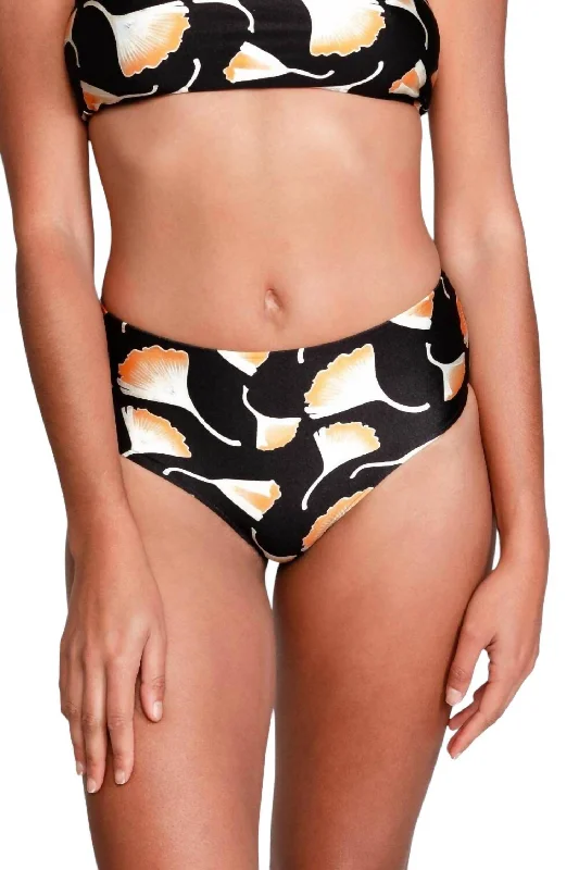 Women's Vacation Outfit Set Serena Mid-Rise Bikini Bottom In Ginkgo Black