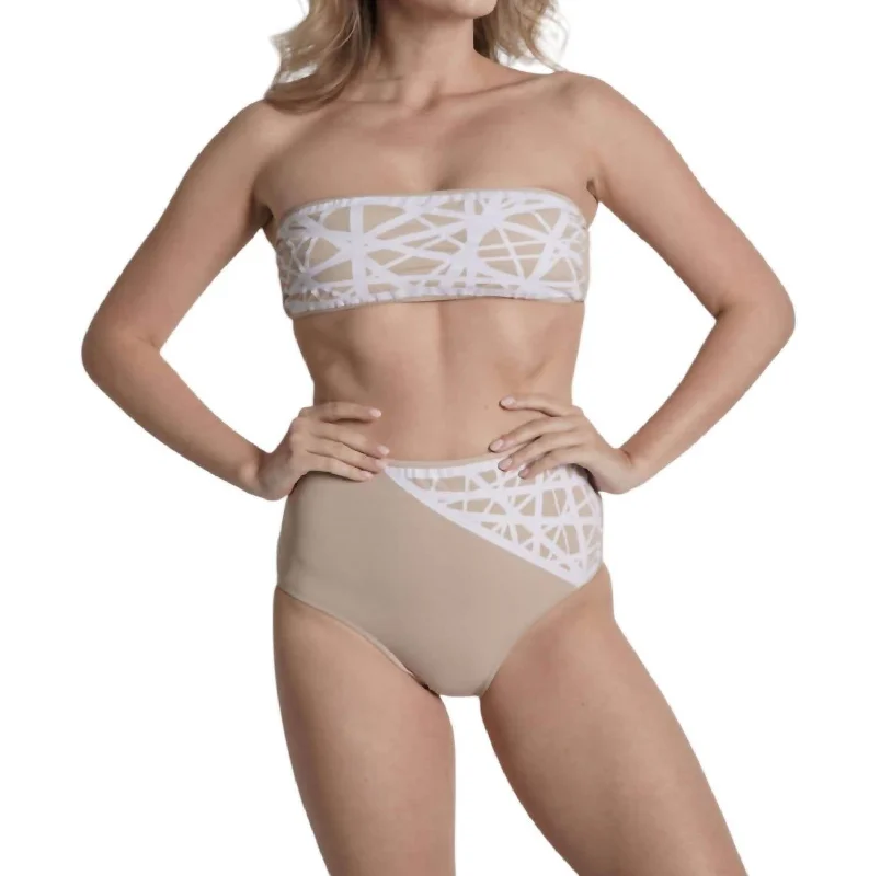 Women's Clothes Lillian High Waisted Bikini Bottom In Camel