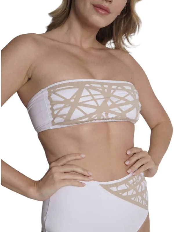 Charming Everyday Clothing For Women Lillian Strapless Bikini Top In White/camel