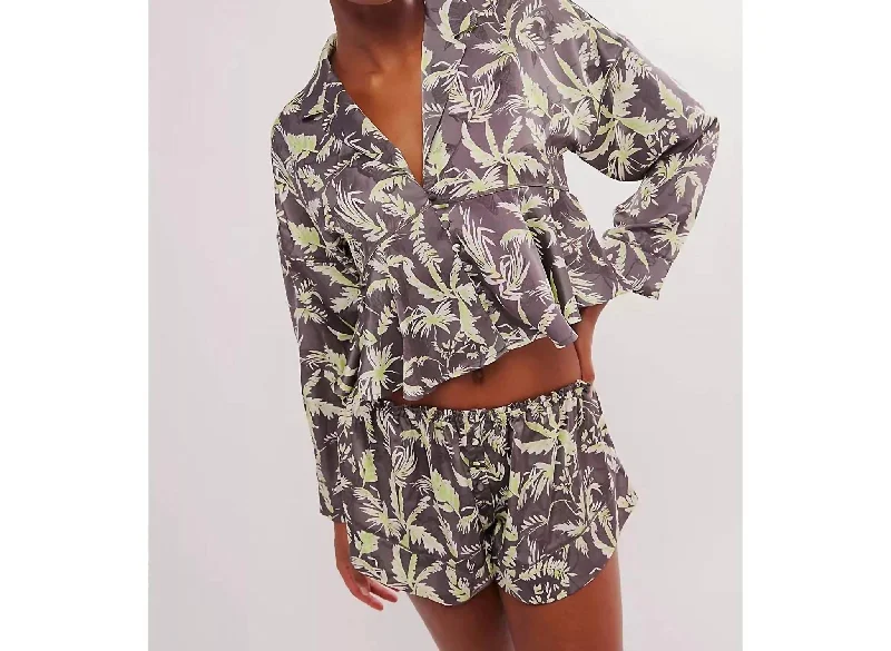 Women's Comfortable Lounge Garments Beauty Sleep Pajama Set In Dark Combo