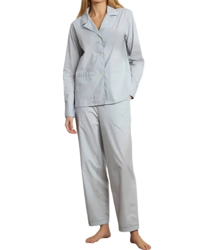 Women's Activewear Garments Organic Cotton Poplin Long Pajama Set In Fresh Air