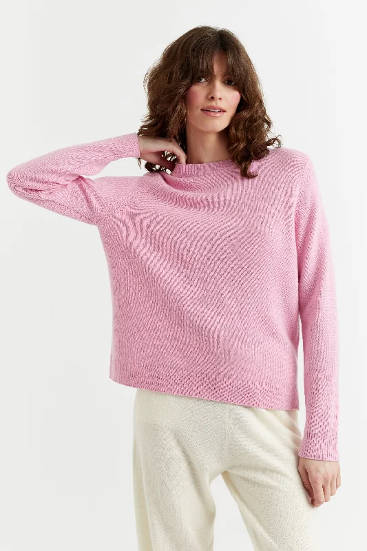 Women's Activewear Outfit Candy-Pink Cashmere Boxy Sweater