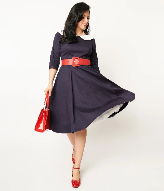 Enjoy Discount Collectif Navy & White Elle Swing Dress