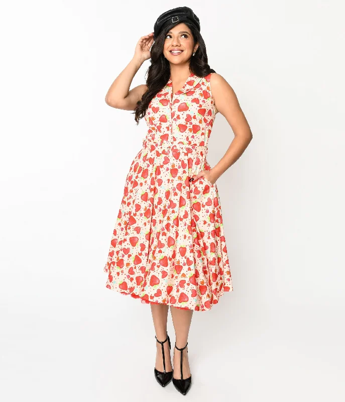 Sophisticated Style Light Pink Strawberry Love Swing Dress