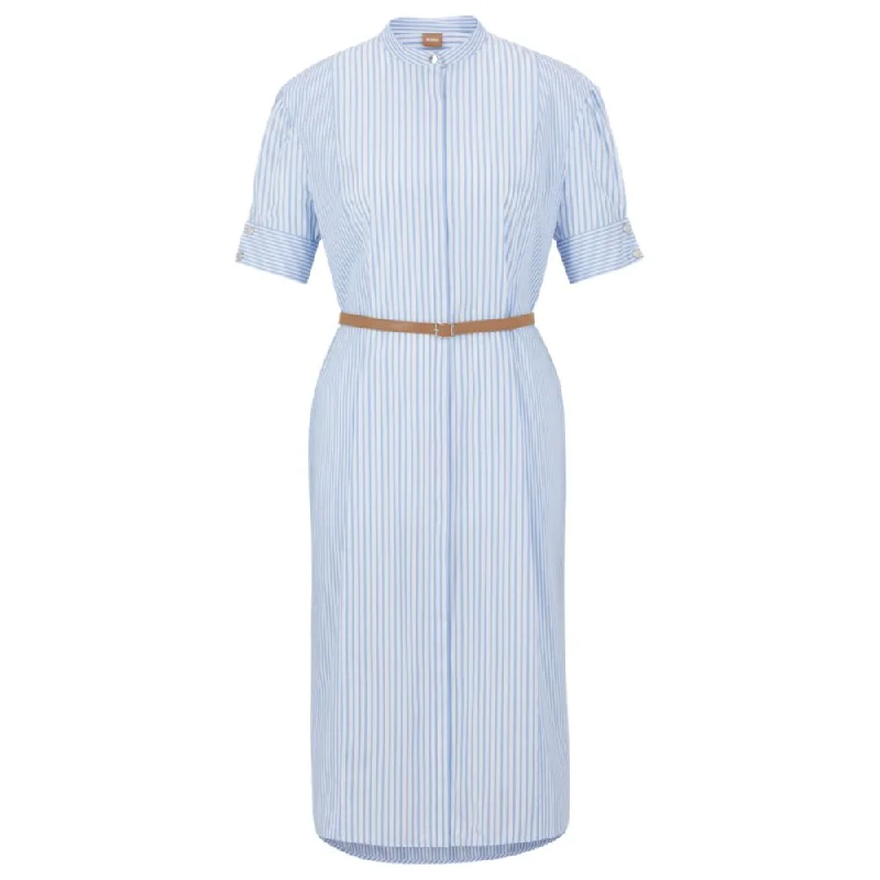 Budget Friendly Fashion Cotton shirt dress with vertical stripes