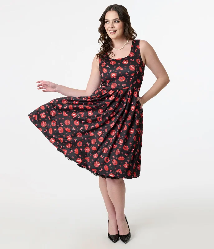 Stylish Savings Dolly & Dotty 1950s Red Lip & Cherry Amanda Swing Dress