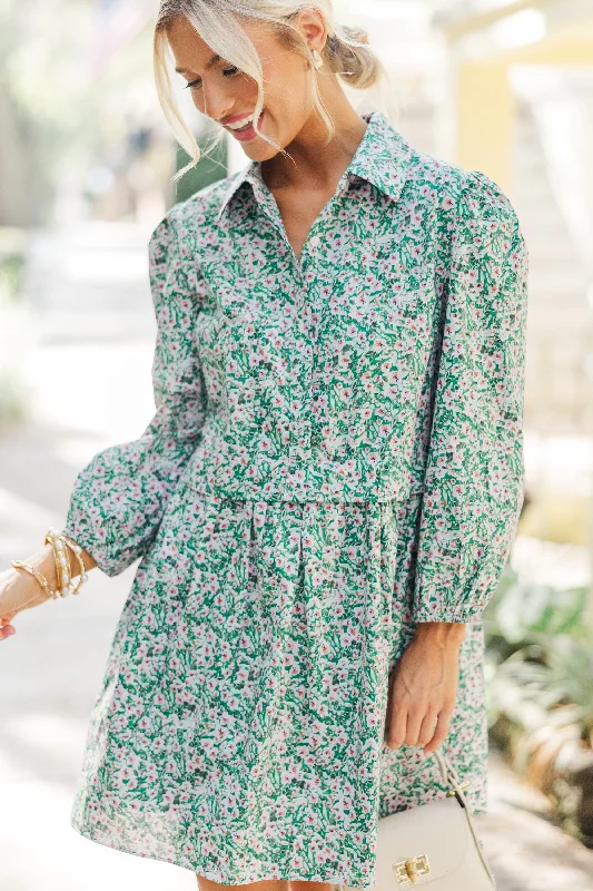 Clothing Online Thinking Of You Green Floral Shirt Dress