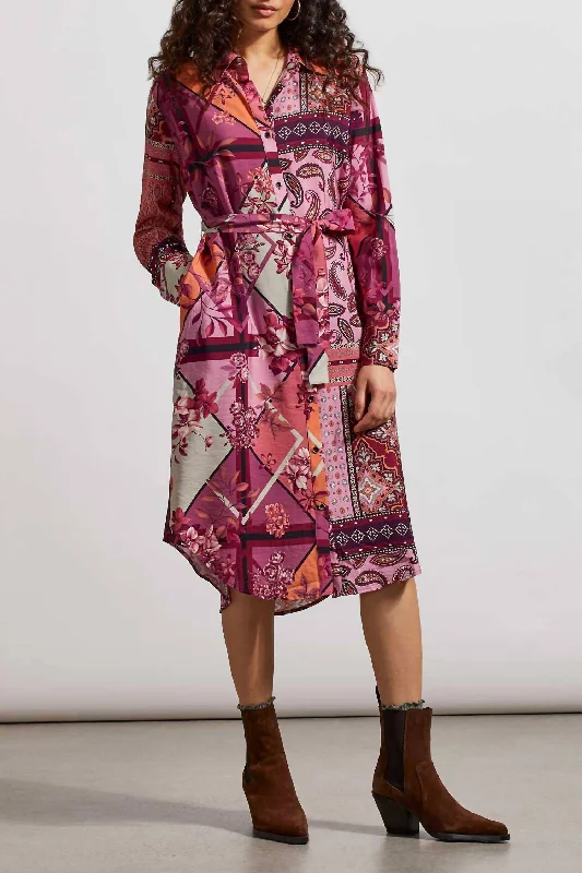 Clothing Sale Combo Printed Shirt Dress In Pink