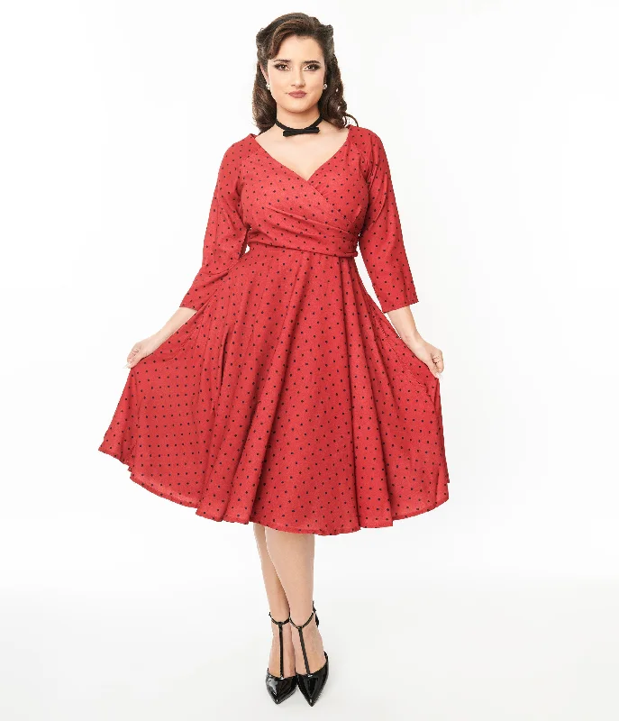 Fashion Forward Red & Black Polka Dot Genevieve Swing Dress