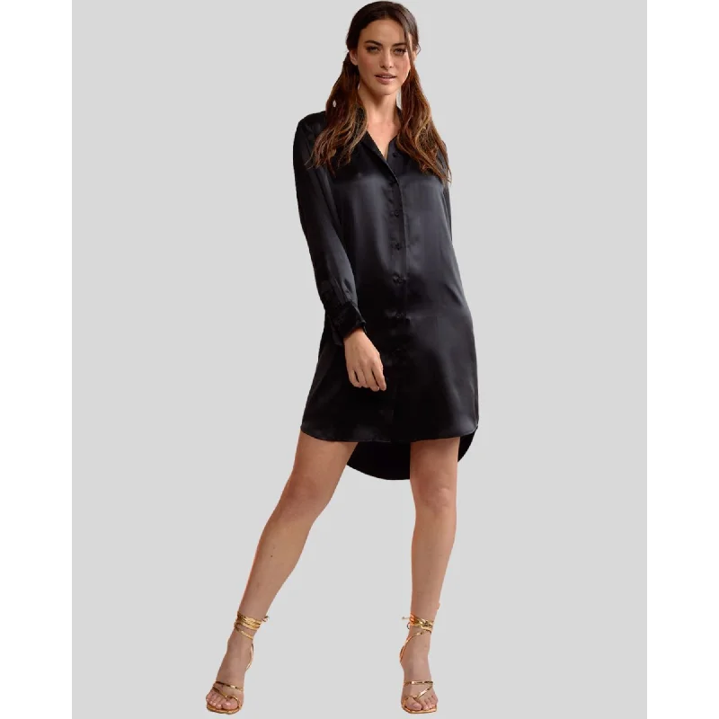 Laid-Back Elegance SILK CHARMEUSE SHIRT DRESS