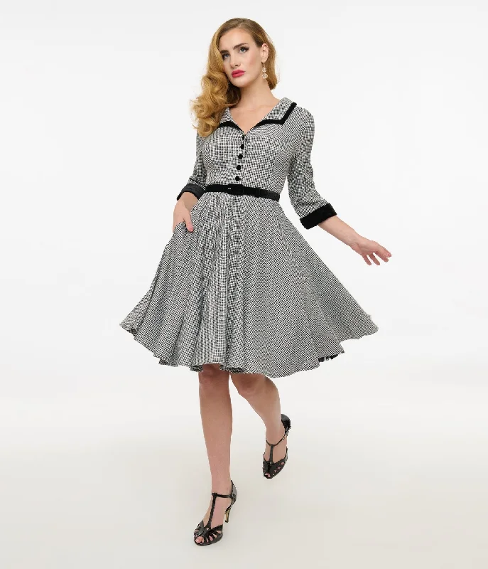 Limited Time Special Offer Hell Bunny 1950s Black & White Houndstooth Swing Dress