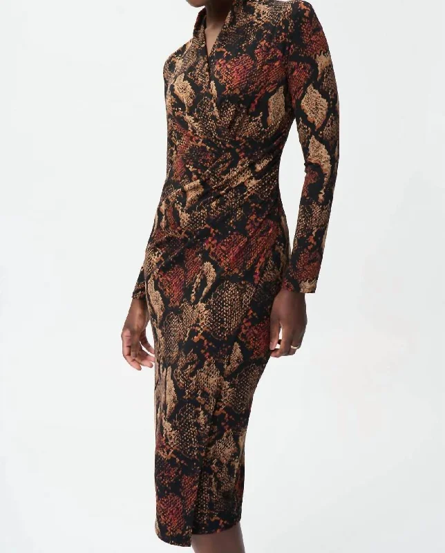 Sophisticated Fashion Snake Print Dress in Multi