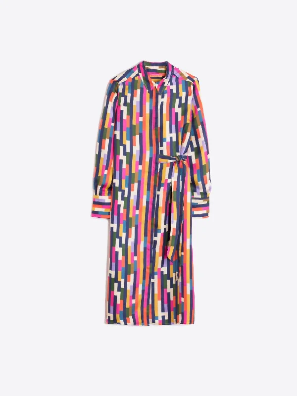 Urban Femme Streetwear Esther Geometric Silk Print Dress In 72