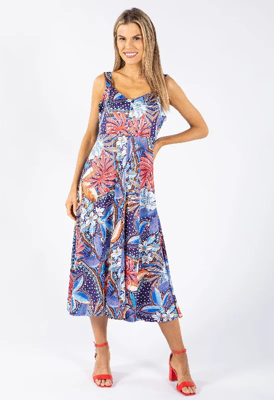 Stylish Savings Silky Feeling Palm Print Dress