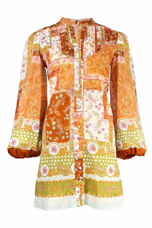 Signature Style Essentials Jenny Dress In Sage Patchwork