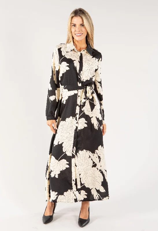 Urban Femme Streetwear Floral Maxi Shirt Dress