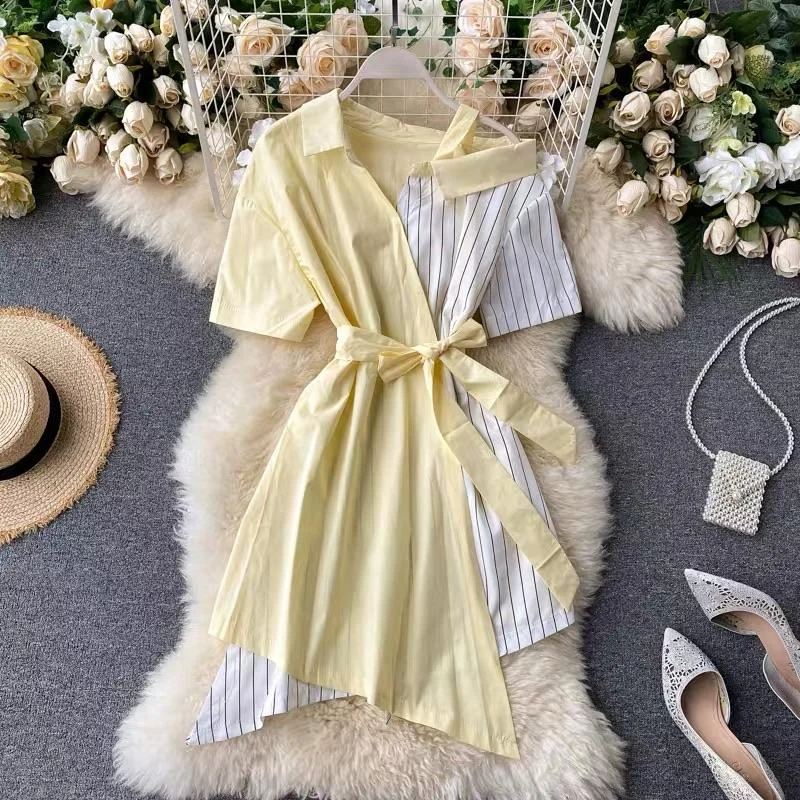 Athleisure Wear Two Tone Shirt Dress