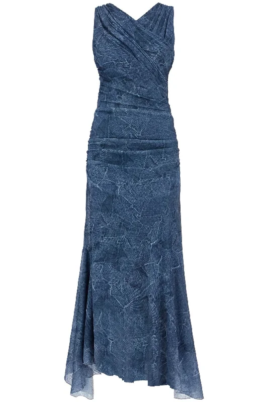 Outlet Clothing Ganni Women's blue Print Mesh Dress