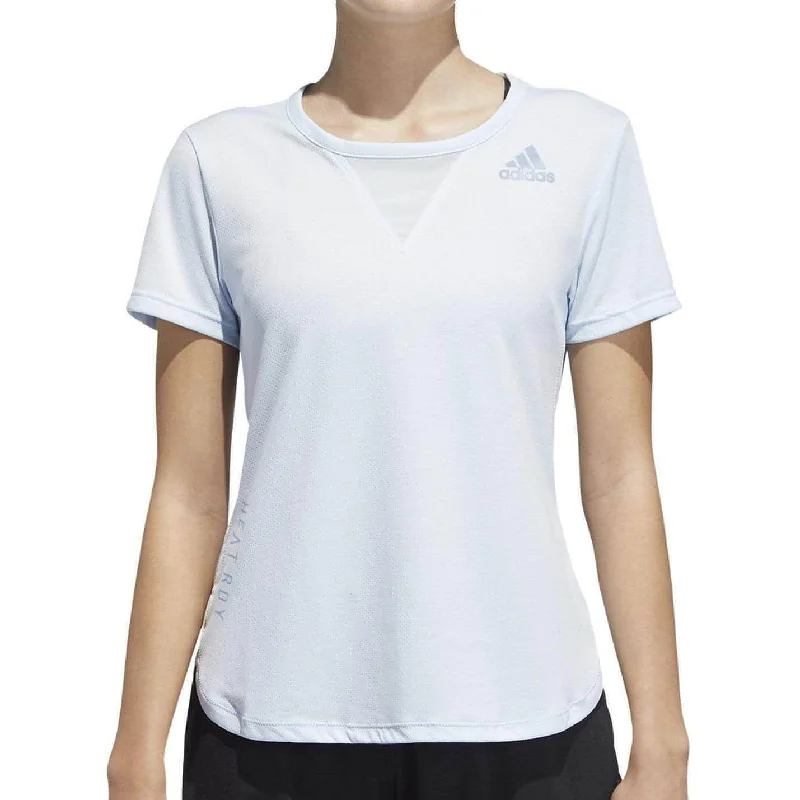 Comfortable Women's Apparel adidas HEAT.RDY 3 Stripes Short Sleeve Womens Training Top - Blue