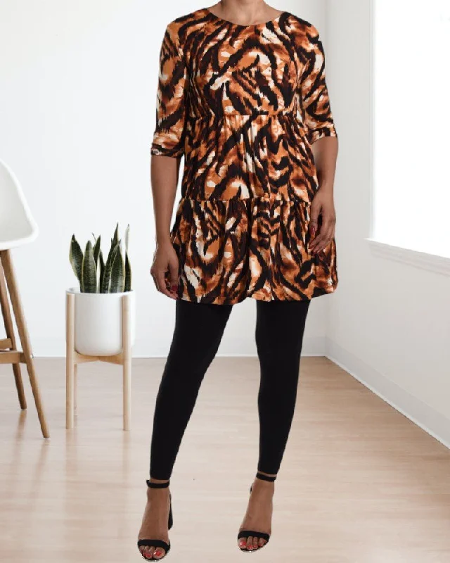 Women's Functional Apparel For Outdoor Activities Ladies Printed Ruffle Dress Top