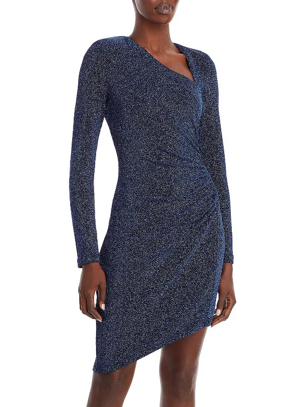 Women's Outdoor Activity Garments Womens Metallic Asymmetric Cocktail and Party Dress